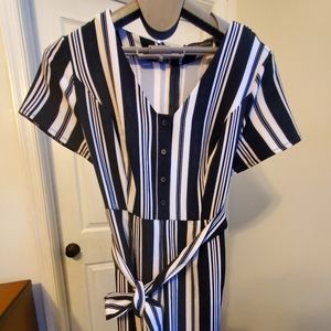 Lane Bryant B&W Striped Jumpsuit, NWT, 14P